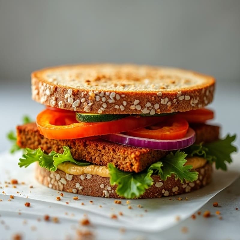Grilled Vegetable and Hummus Whole Wheat Sandwich