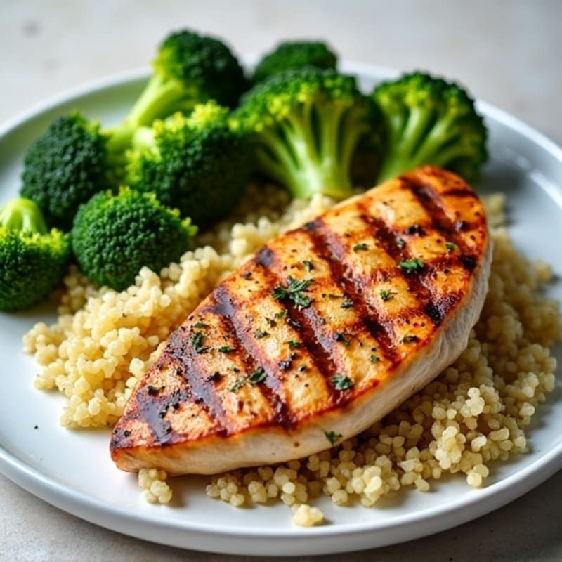 Grilled Turkey Breast with Quinoa and Steamed Broccoli
