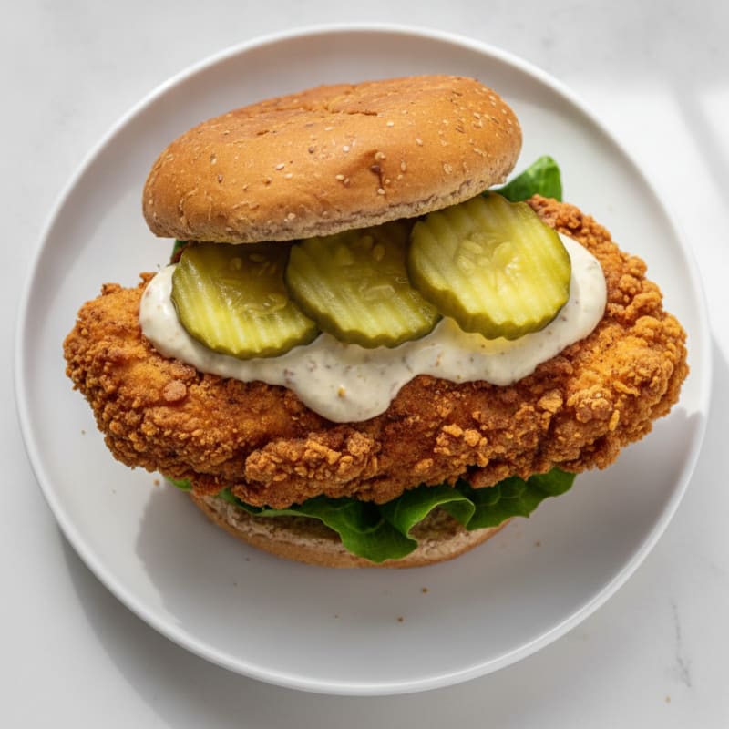 Crispy Buttermilk Fried Chicken Sandwich with Pickles