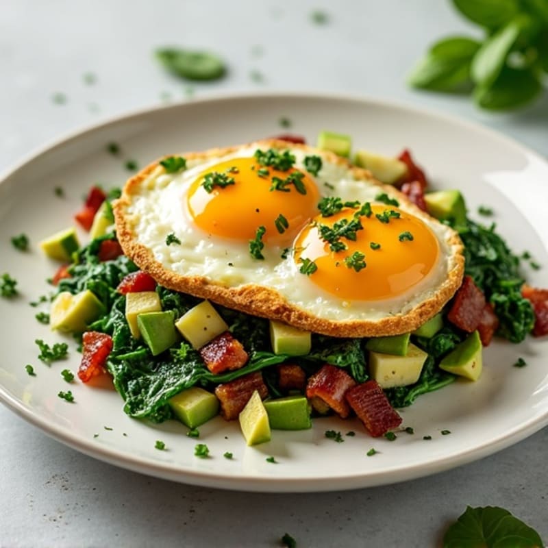 Egg White Spinach Scramble with Turkey Bacon