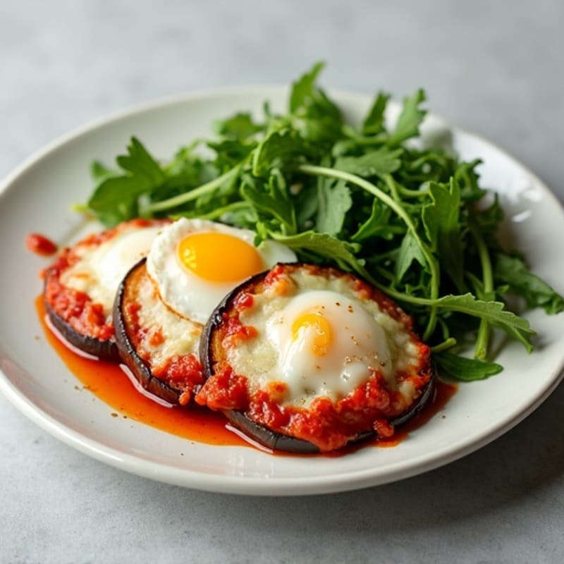 Baked Eggplant Parmesan with Fresh Greens