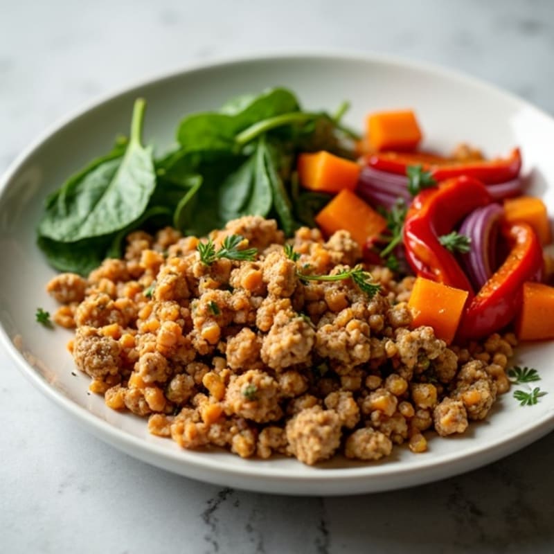 Herb-Seasoned Ground Chicken Skillet with Roasted Sweet Potatoes