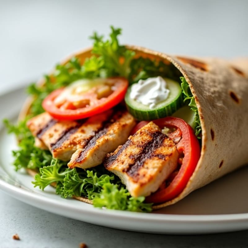 Grilled Chicken Whole Wheat Wrap with Fresh Veggies