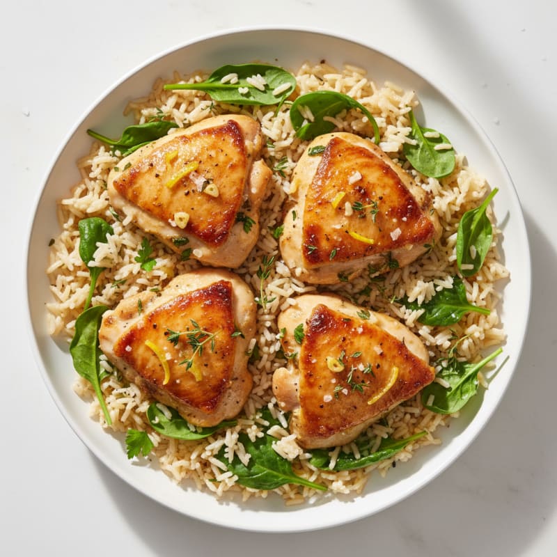 Lemon-Herb Chicken Thighs with Fluffy Rice