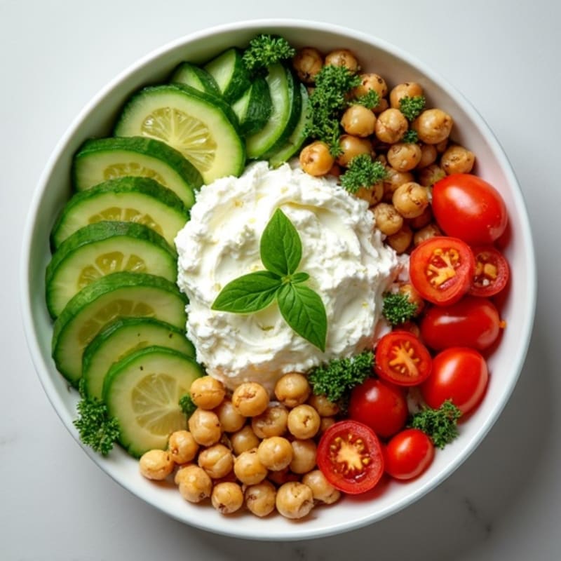 Creamy Cottage Cheese Bowl with Fresh Herbs and Crunchy Vegetables