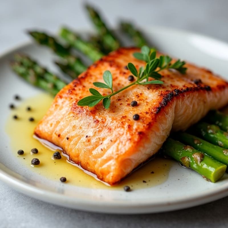 Seared Salmon Fillet with Roasted Asparagus