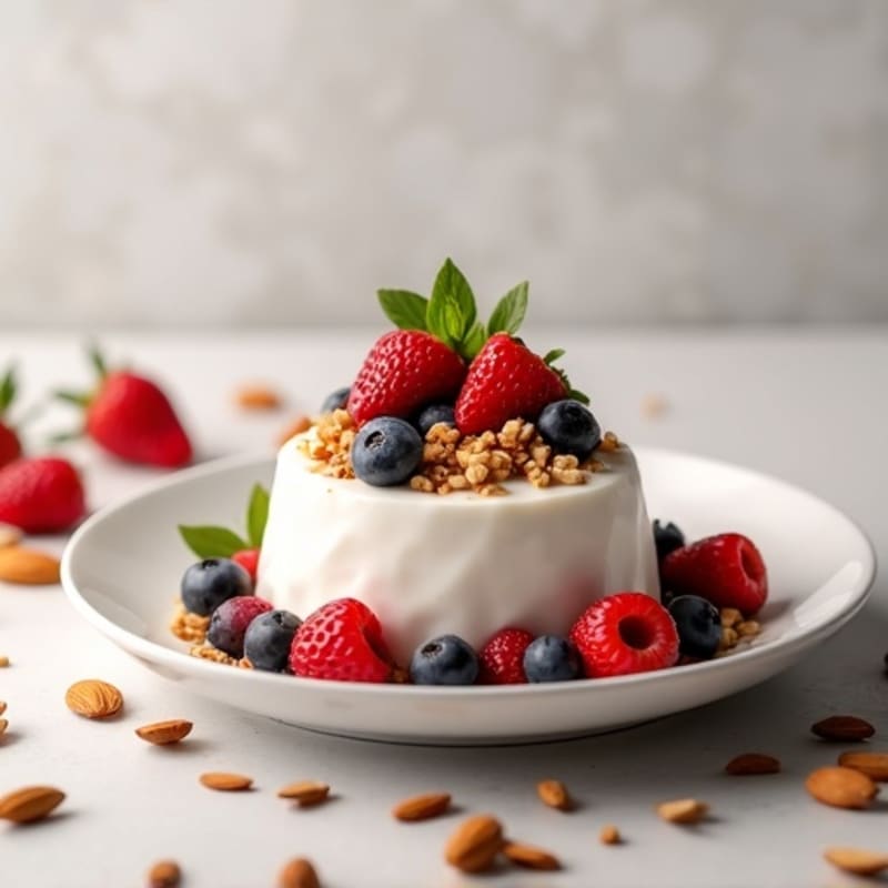 Silky Vanilla Protein Yogurt with Berries and Almonds