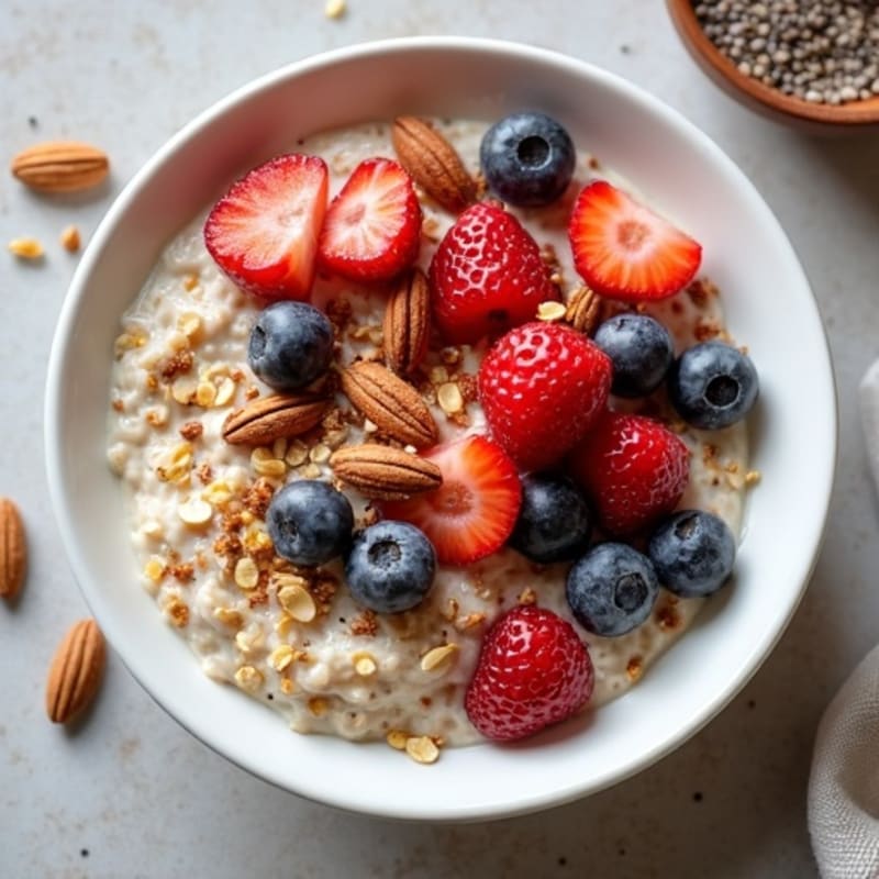 Creamy Spiced Oatmeal with Fresh Berries and Toasted Nuts