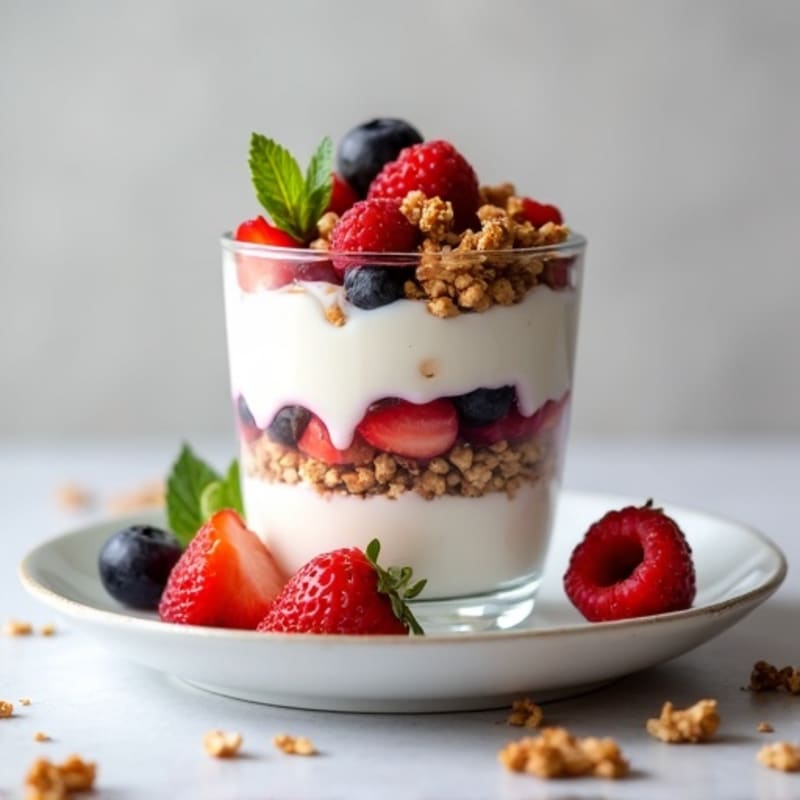 Greek Yogurt Protein Parfait with Mixed Berries