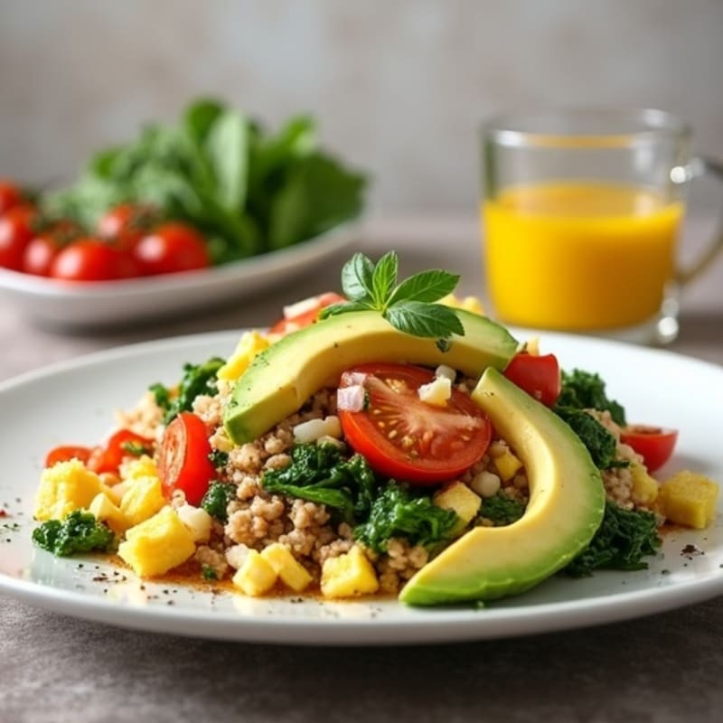 Egg White Scramble with Ground Turkey and Spinach
