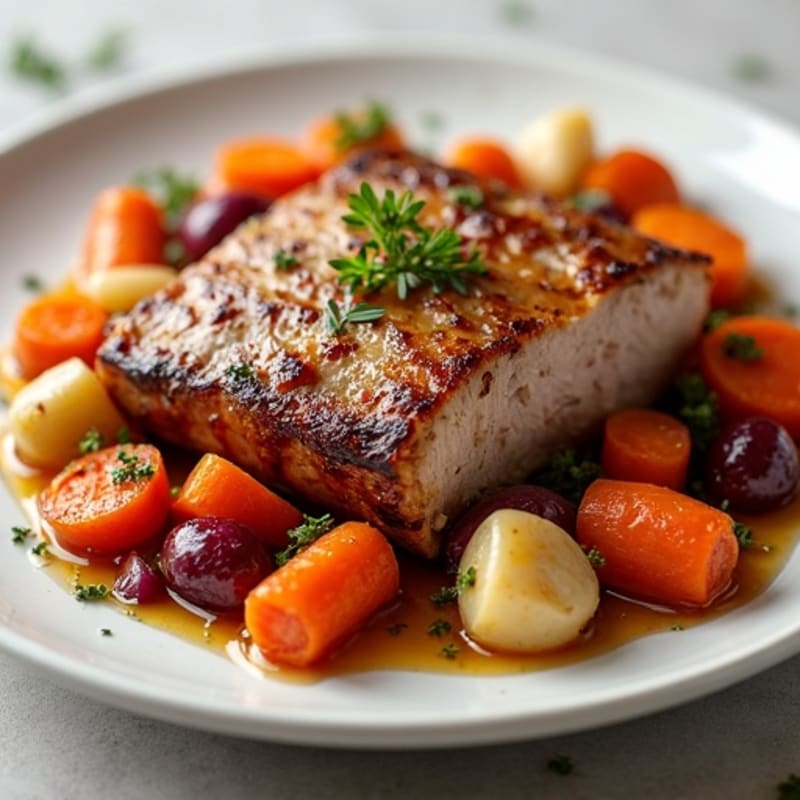 Tender Slow-Cooked Pork Shoulder with Roasted Root Vegetables