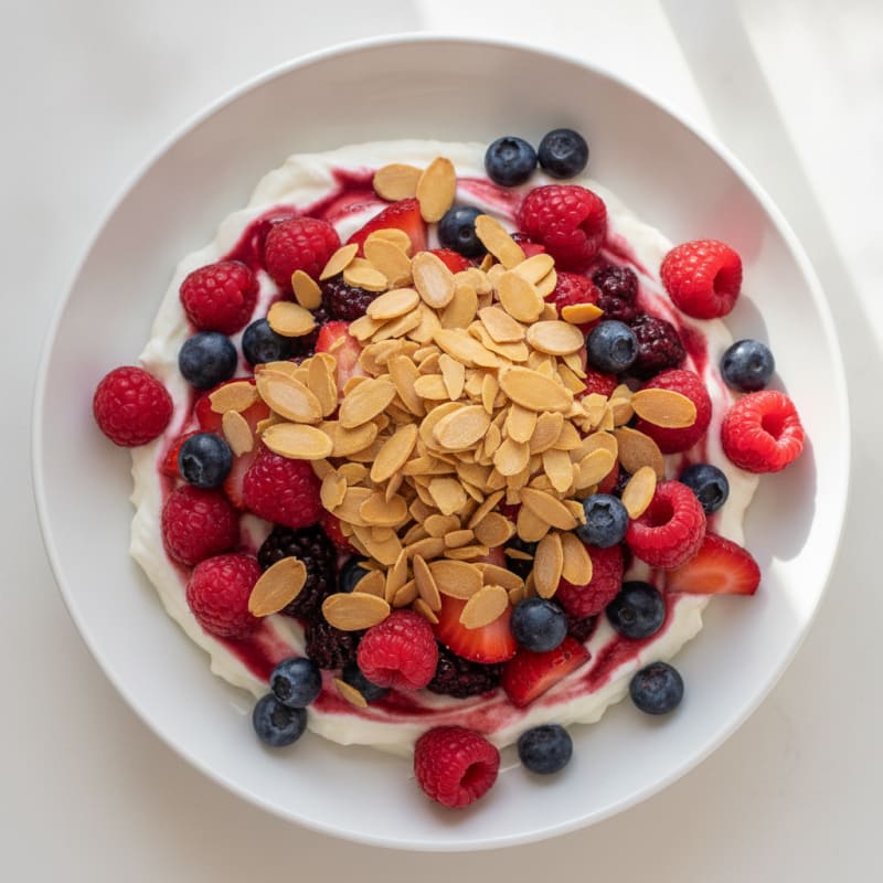 Greek Yogurt Protein Parfait with Berries and Almonds