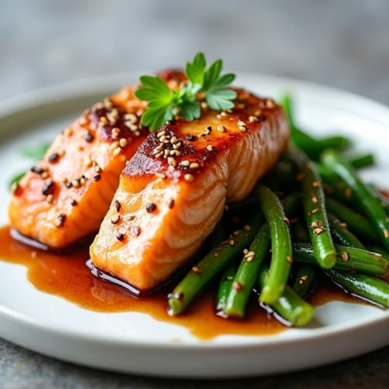 Teriyaki Glazed Salmon with Roasted Green Beans