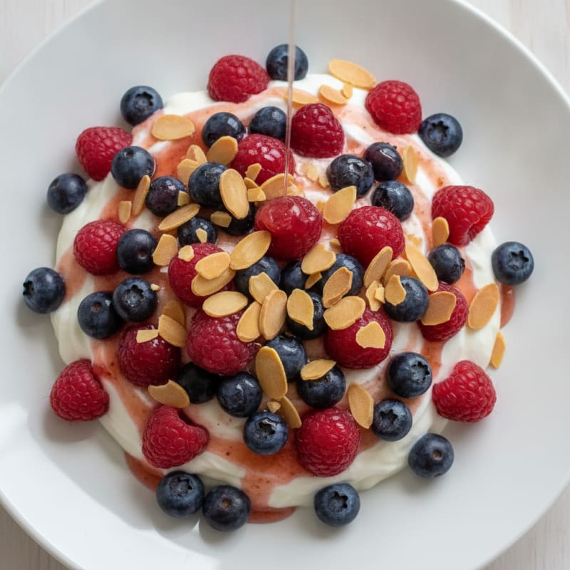 Greek Yogurt Protein Parfait with Berries and Almonds