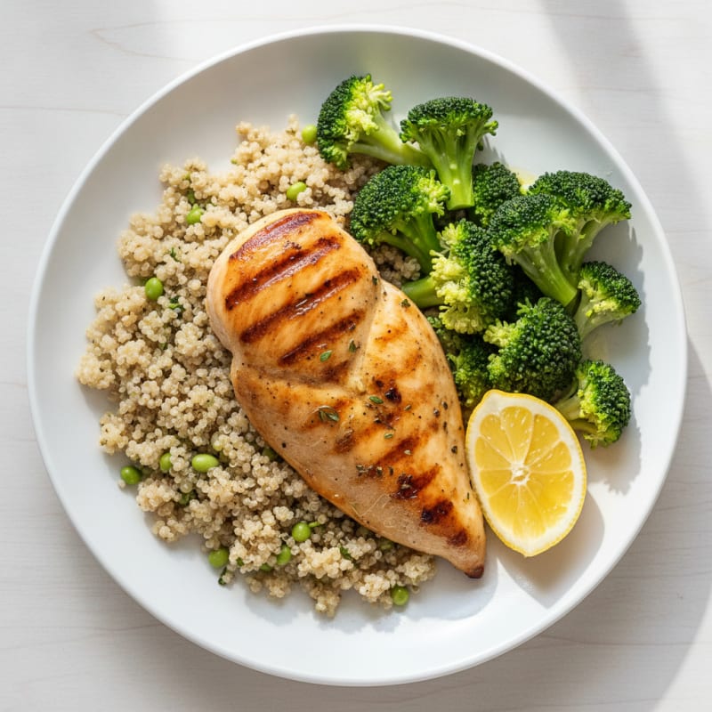 Grilled Chicken Breast with Broccoli and Quinoa