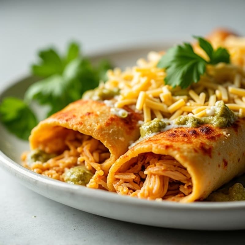 Salsa Verde Shredded Chicken Enchiladas