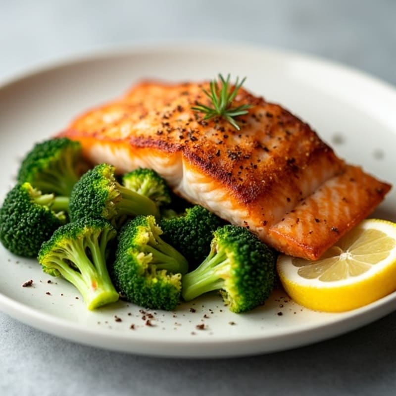 Crispy Skin Salmon with Roasted Broccoli and Lemon