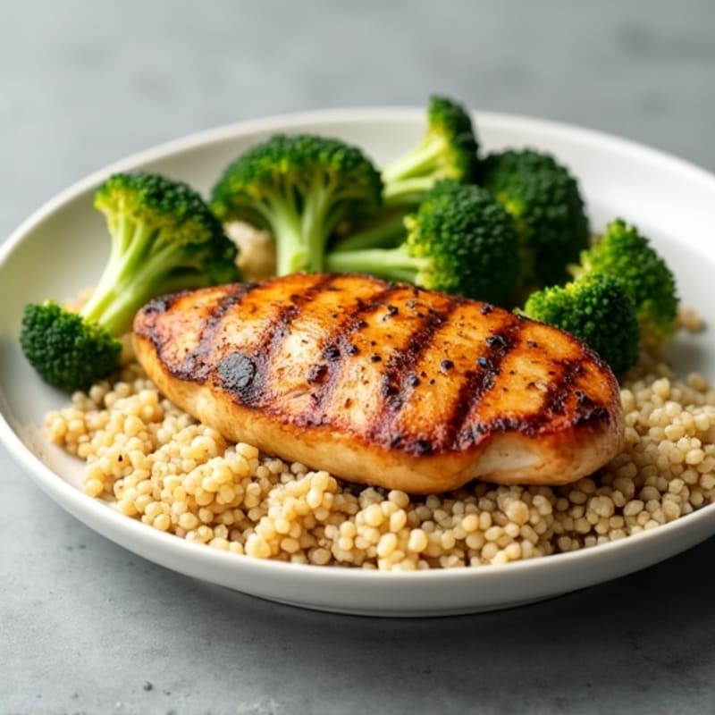 Grilled Chicken Breast with Roasted Broccoli and Quinoa