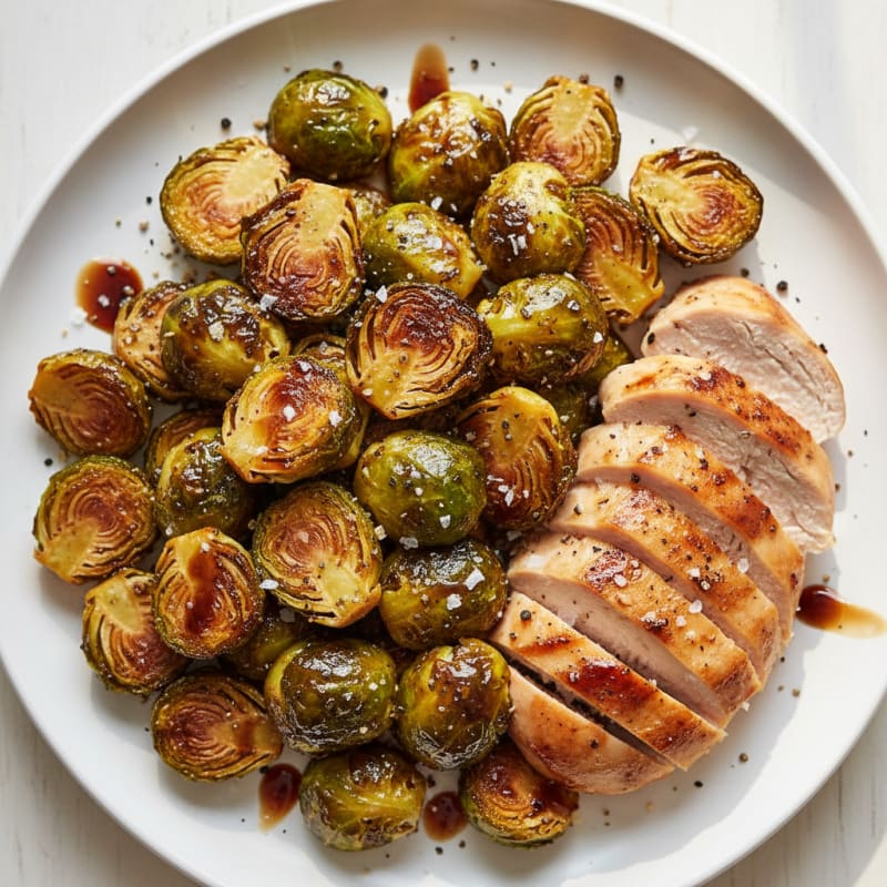 Crispy Roasted Brussels Sprouts with Balsamic Glaze