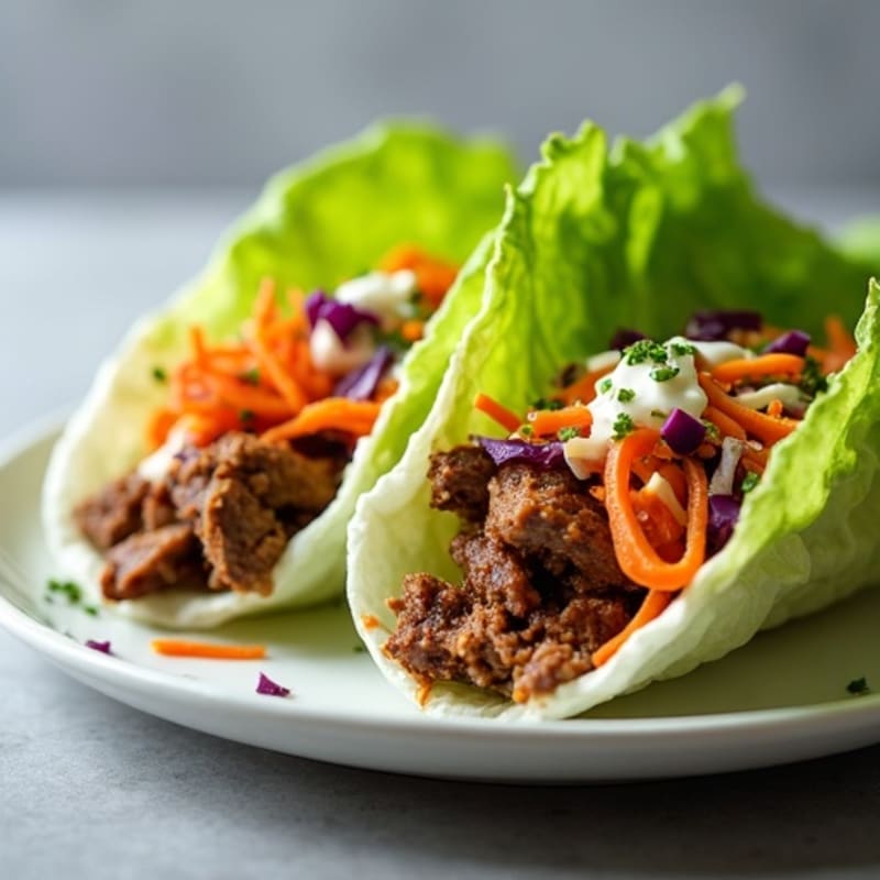 Smoky Brisket Lettuce Wraps with Tangy Slaw