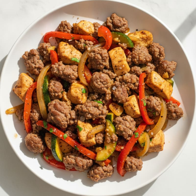 Savory Ground Beef and Chicken Skillet