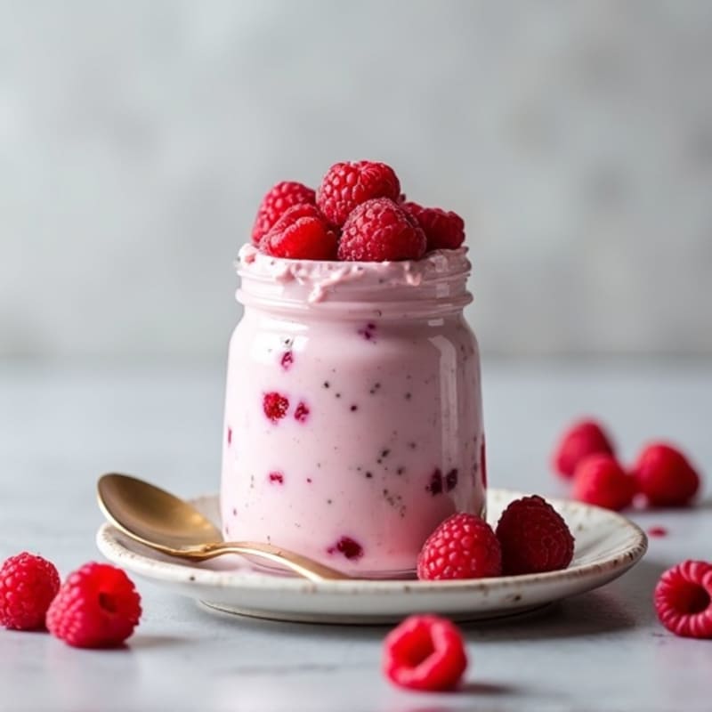 Greek Yogurt Protein Pudding with Raspberries