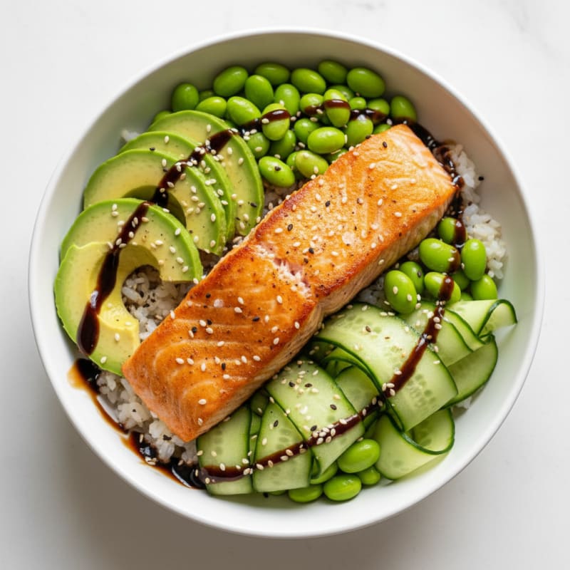 Sushi Rice Bowl with Salmon and Avocado