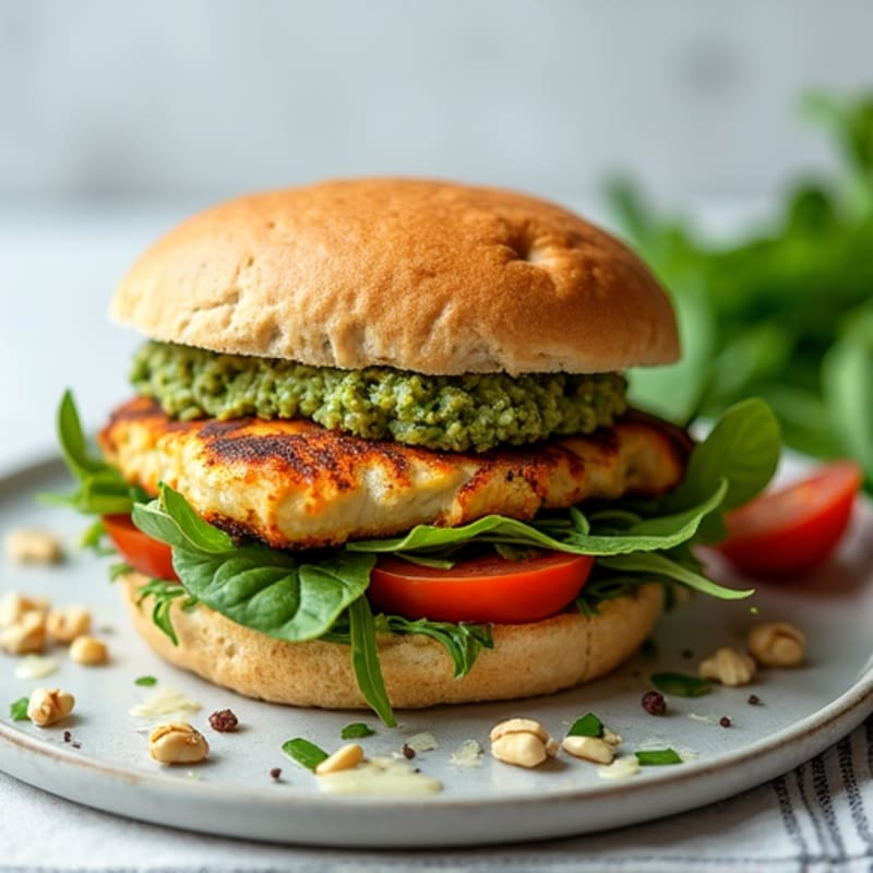 Herb-Pesto Grilled Chicken Sandwich with Fresh Greens