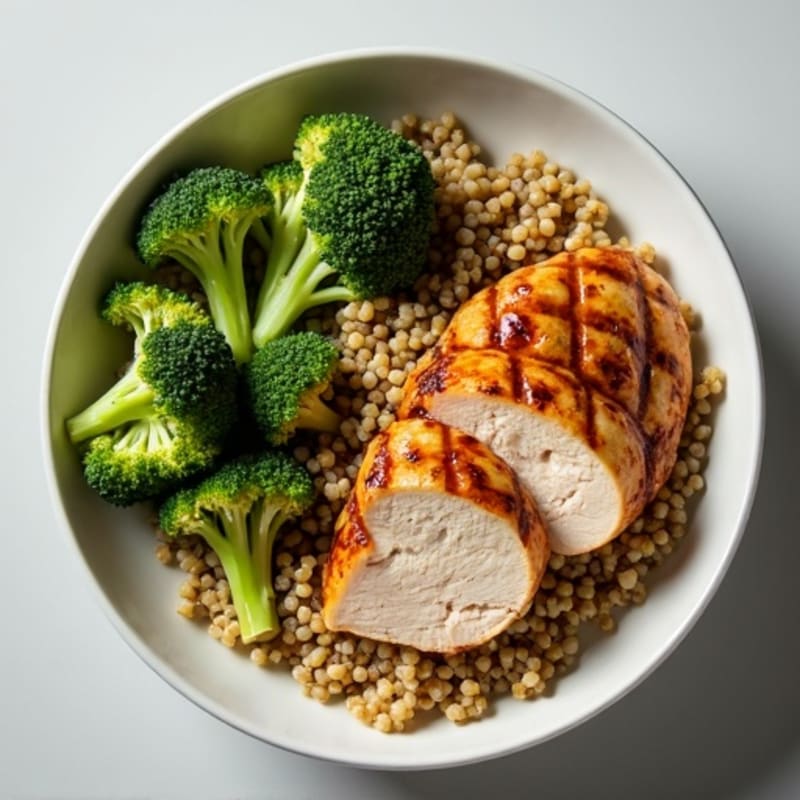 Grilled Turkey Breast with Roasted Broccoli and Quinoa