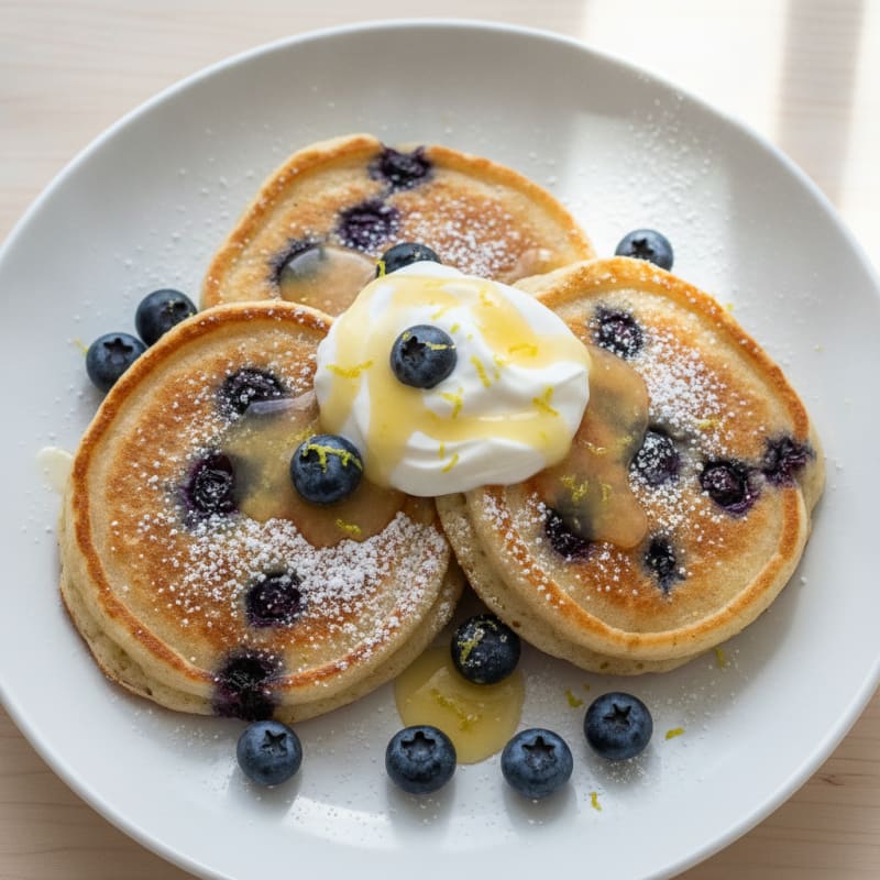 Blueberry Ricotta Pancakes with Lemon Zest