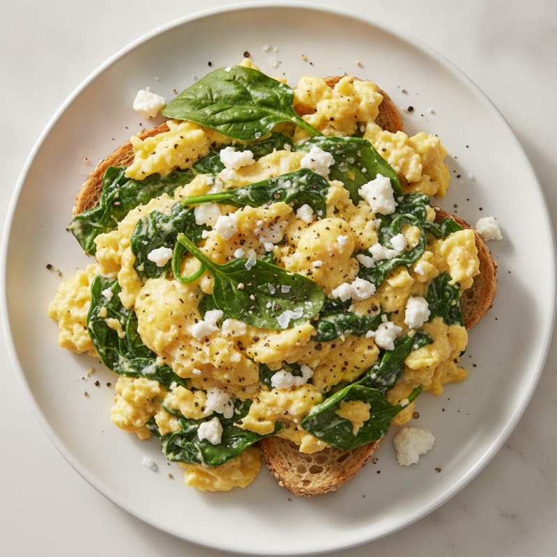 Scrambled Eggs with Spinach and Feta