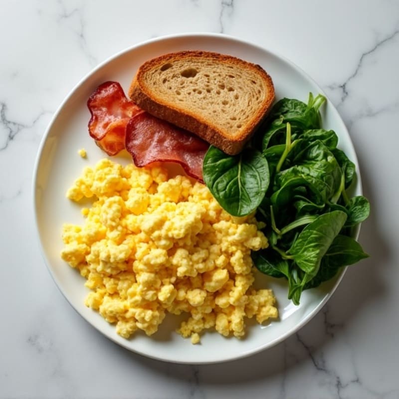 Egg White Scramble with Spinach and Turkey Bacon