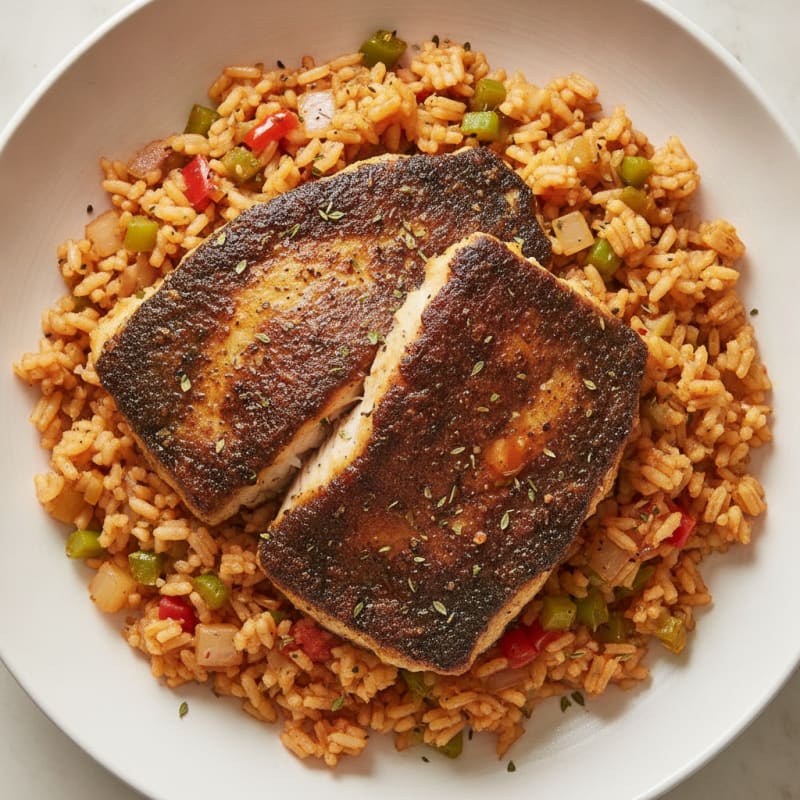 Blackened Catfish with Cajun Rice