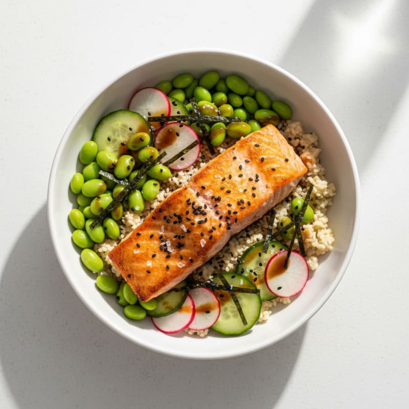 Salmon Sushi Bowl with Edamame