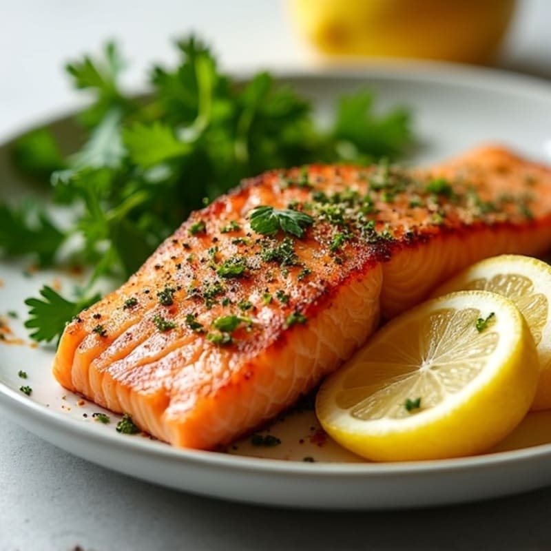 Herb-Crusted Pan Seared Salmon with Lemon