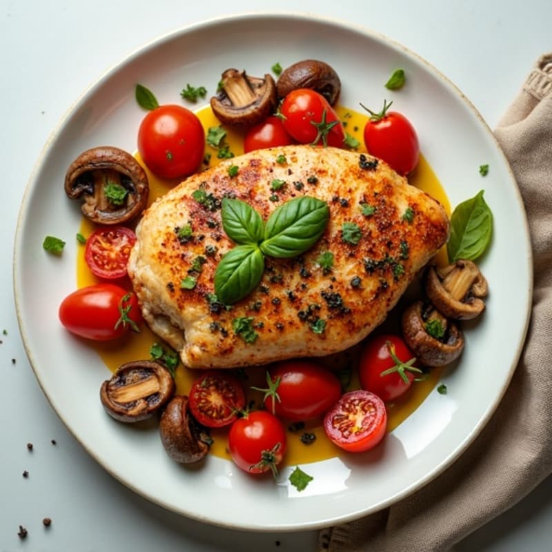 Herb-Roasted Tomato Chicken with Mushrooms