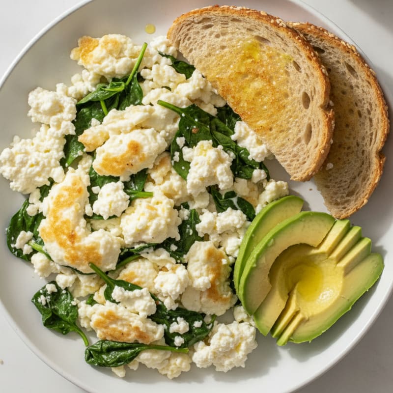 Egg White Scramble with Spinach and Cottage Cheese