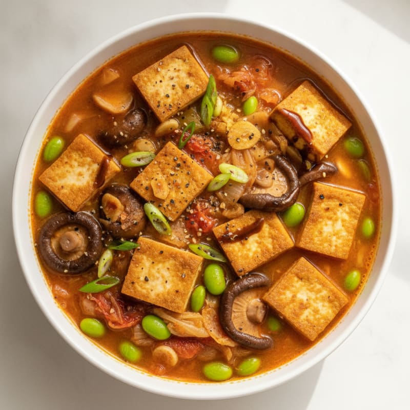 Hearty Kimchi Tofu Vegetable Stew