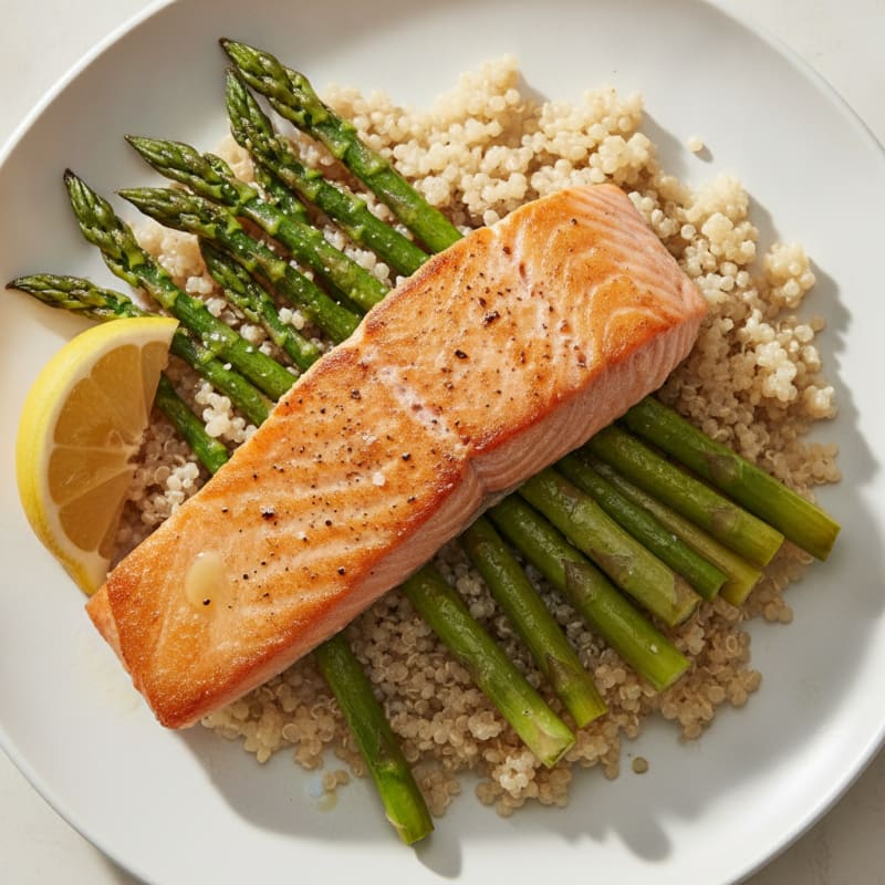 Pan-Seared Sockeye Salmon with Roasted Asparagus