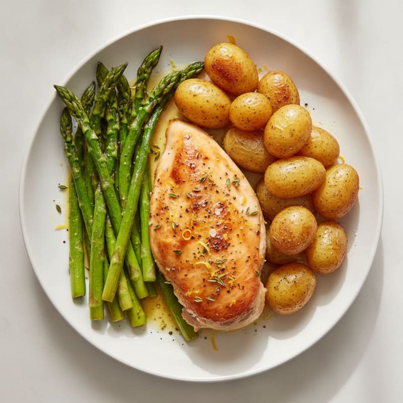 Lemon Herb Roasted Chicken with Asparagus