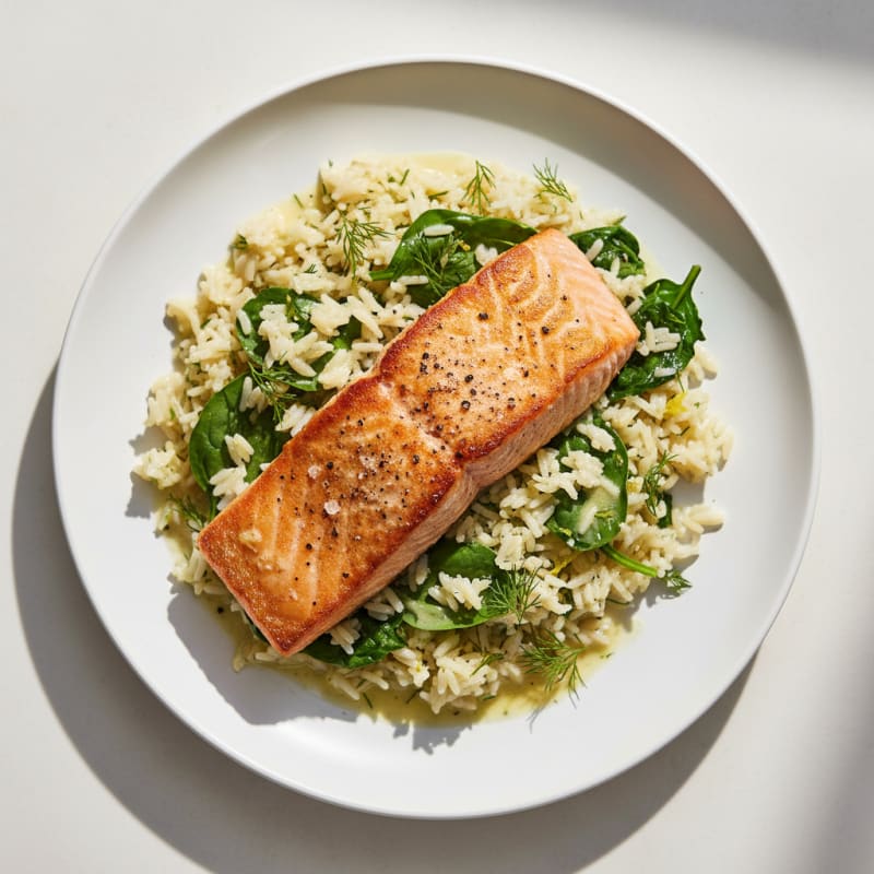 Pan-Seared Salmon with Lemon-Dill Rice