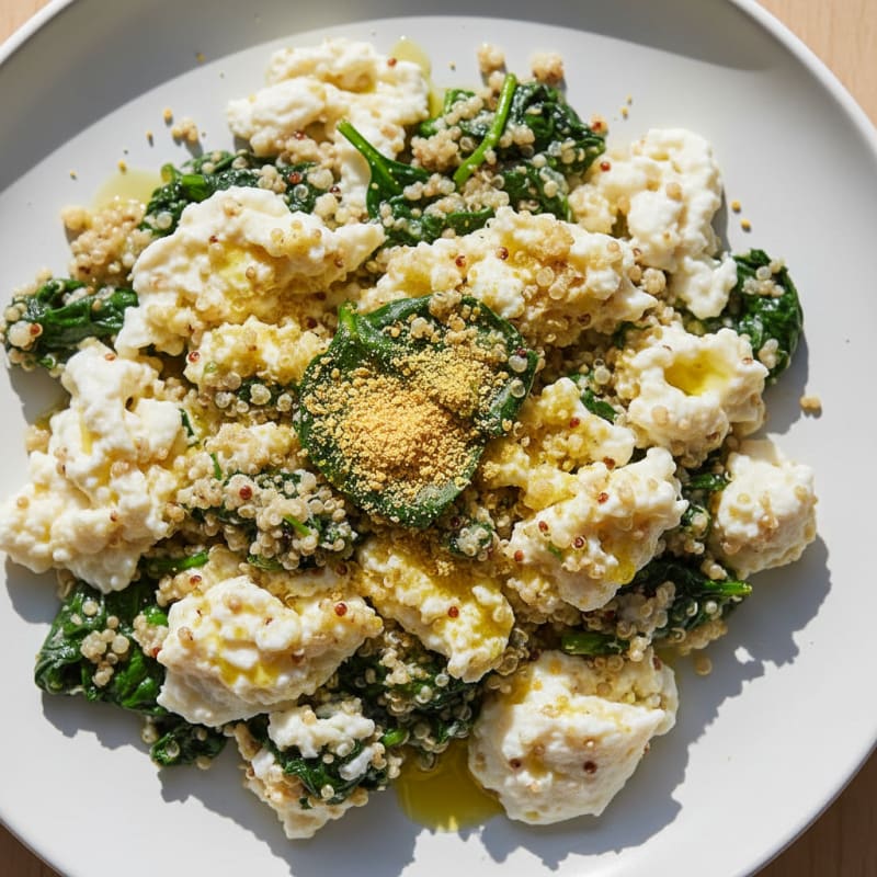 Egg White and Quinoa Scramble with Spinach