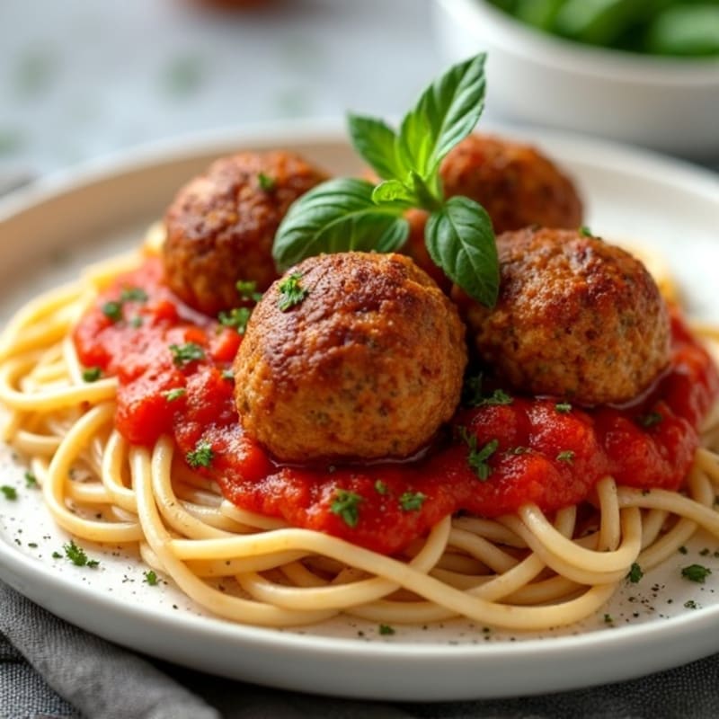 Juicy Turkey Meatballs with Whole Wheat Spaghetti and Fresh Tomato Sauce