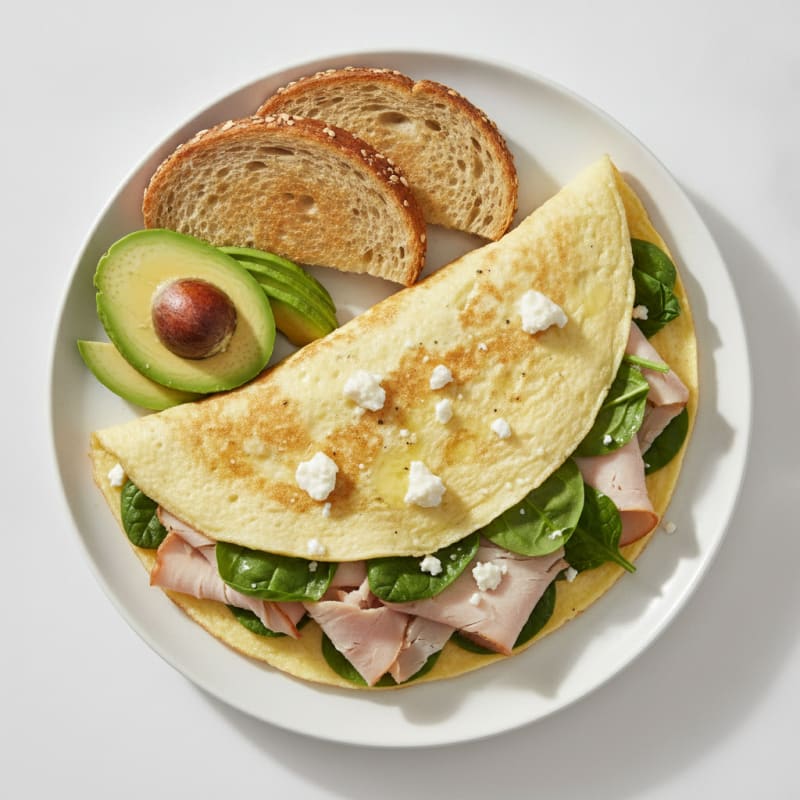Egg White Omelette with Smoked Turkey and Spinach