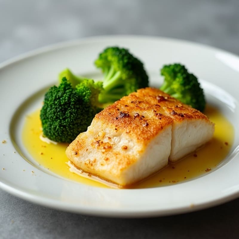 Seared Cod with Steamed Broccoli and Lemon