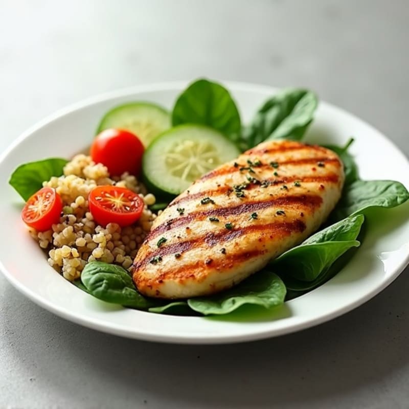 Grilled Chicken Breast with Quinoa Spinach Salad