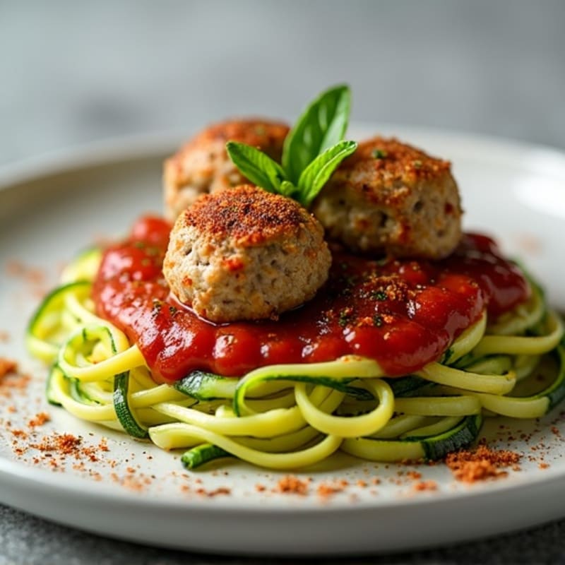 Herb-Crusted Lean Turkey Meatballs with Zucchini Noodles