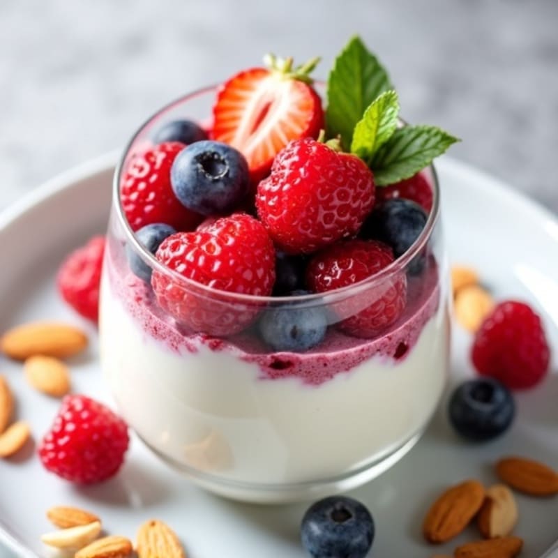 Greek Yogurt Protein Parfait with Mixed Berries and Almonds