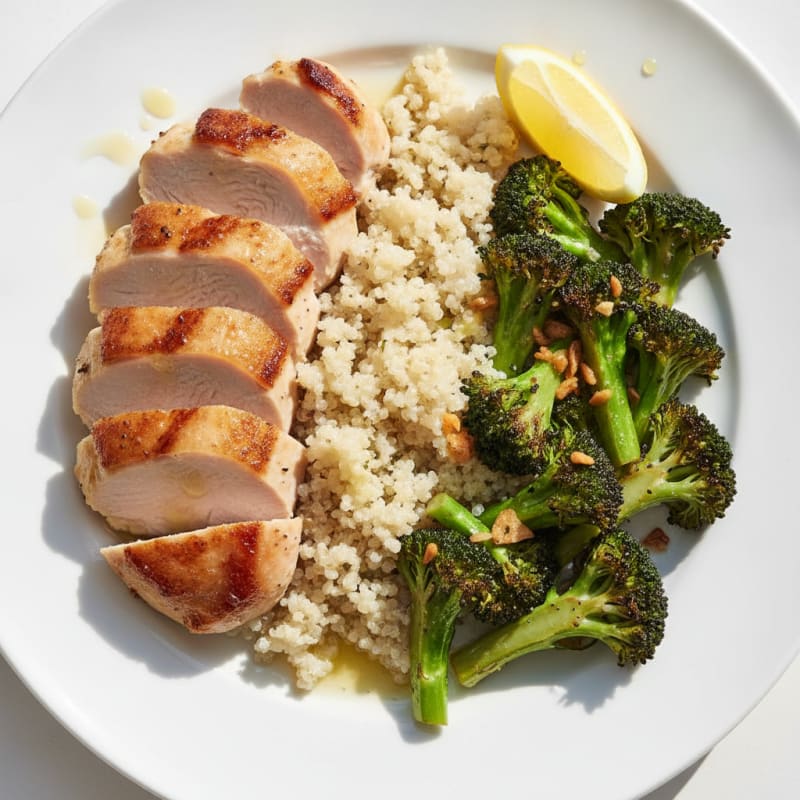 Seared Turkey Breast with Quinoa and Roasted Broccoli