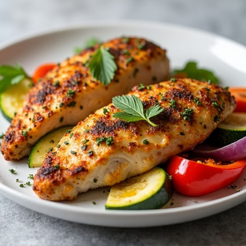 Herb-Crusted Pan Seared Chicken with Roasted Vegetables